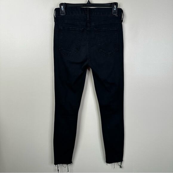 MOTHER Jeans Womens 27 Looker Ankle Fray in Guilty As Sin Black Distressed Denim - Picture 7 of 14